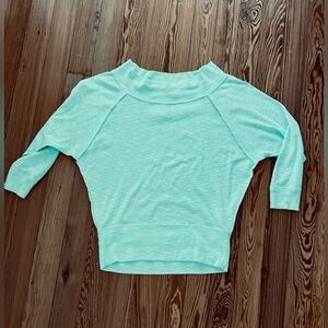 Free People Offf Shoulder Mint Green Pullover Medium